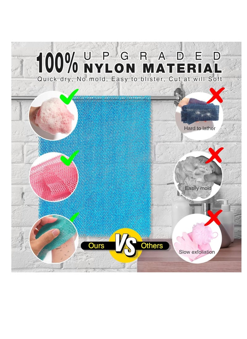 UJFQBH - 3 pieces long african bath sponge exfoliating body scrubber back scrubber skin smoother great for daily use pink blue green - Image 1