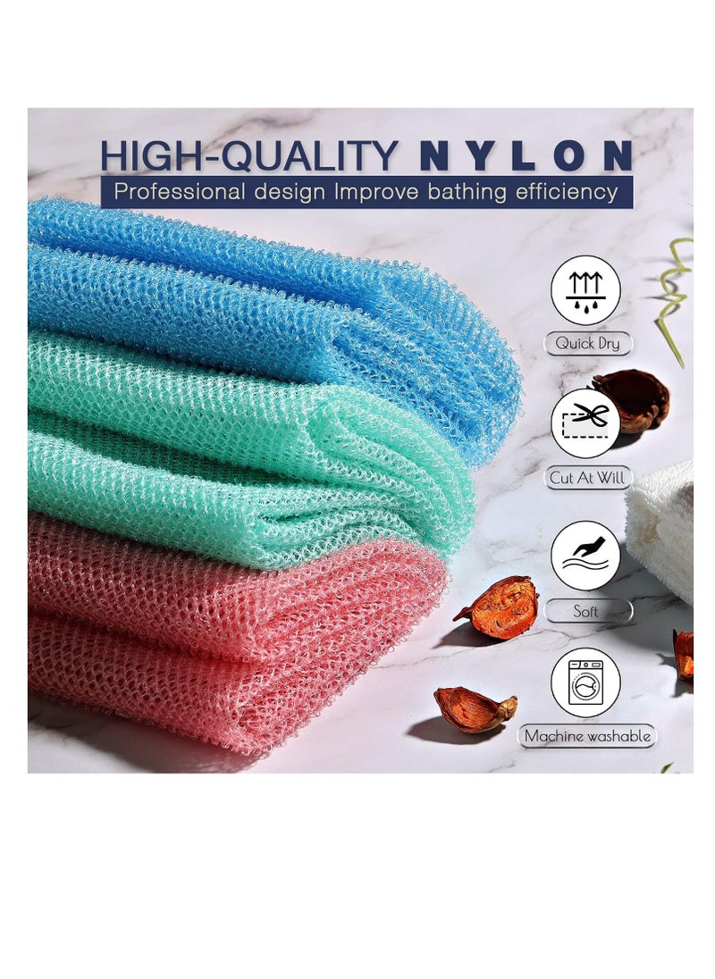 UJFQBH - 3 pieces long african bath sponge exfoliating body scrubber back scrubber skin smoother great for daily use pink blue green - Image 1
