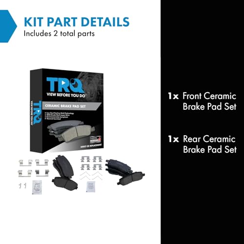 TRQ Front & Rear Brake Pads Ceramic Compatible with 2013-2016 Dodge Dart - Image 2
