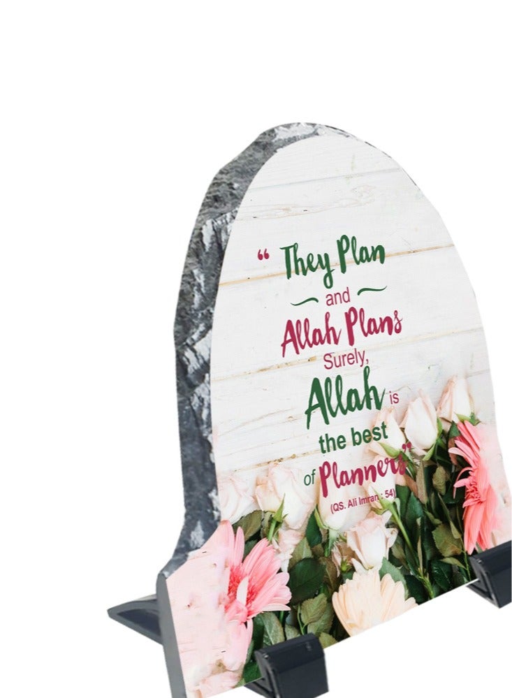 Service Zone Protective Printed White Rock Shape Marble Photo Frame for Table Top They Plan And Allah Plans Surely Allah Is The Best Of Planner  - Image 3