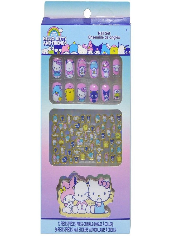 Hello Kitty Press-On Nails for Kids - Bundle with 12 Kitty Stick-On Nails Plus Nail Art Stickers, More - Image 2