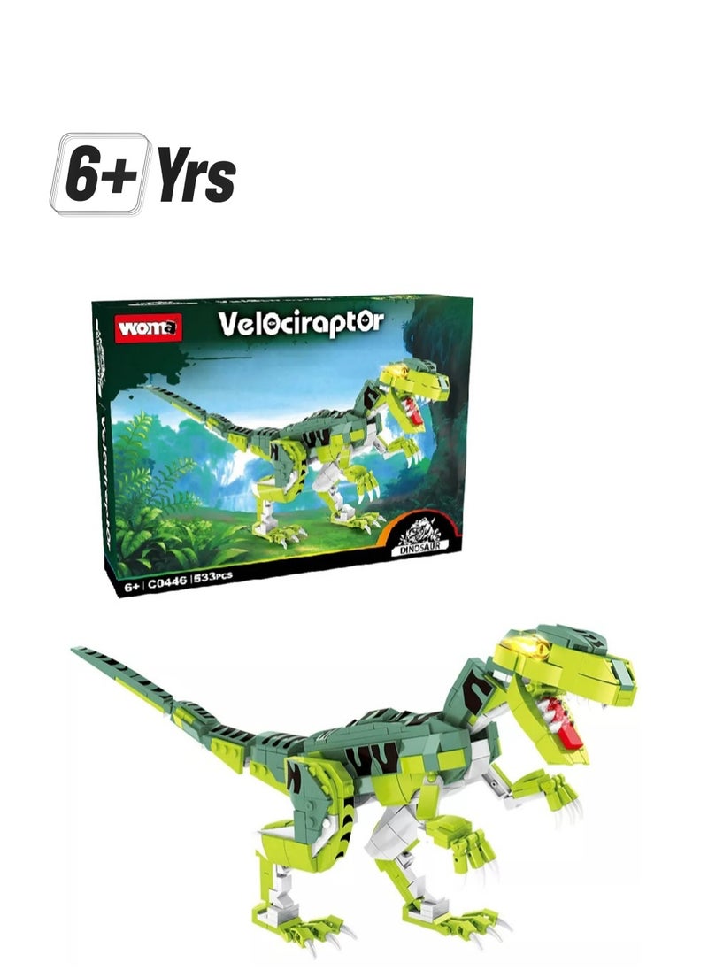 Dinosaur Velociraptor Building Set C0446, 535 Blocks Toy For 6+ Years Old Fans Of Jurassic Theme & Prehistoric World, For Boys & Girls To Enjoy & Learn