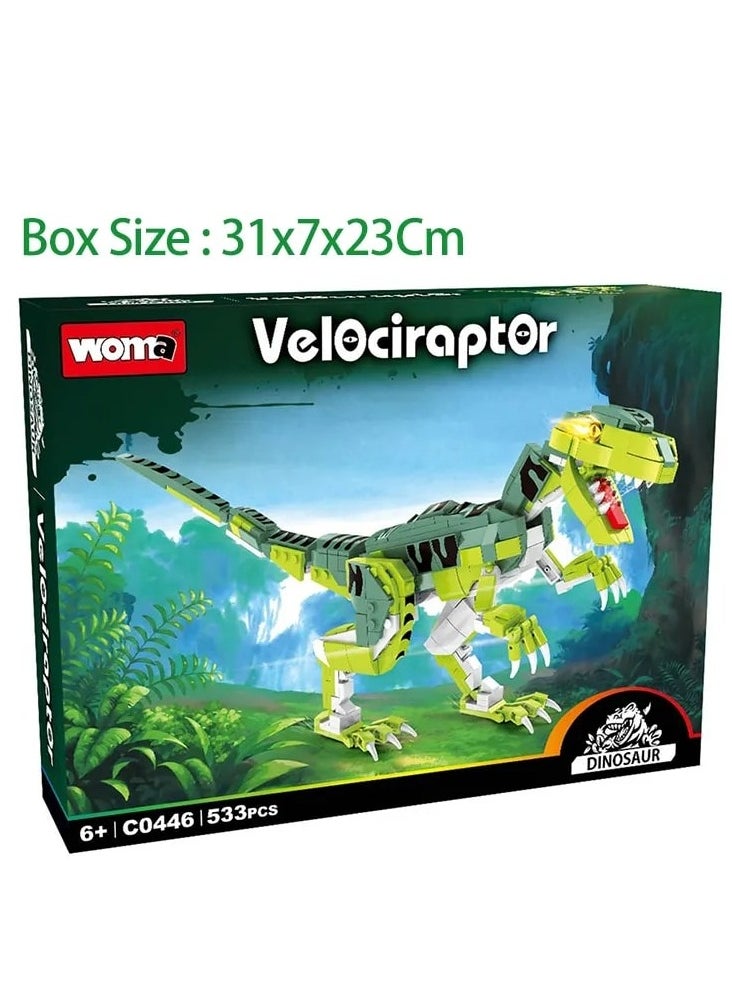 Dinosaur Velociraptor Building Set C0446, 535 Blocks Toy For 6+ Years Old Fans Of Jurassic Theme & Prehistoric World, For Boys & Girls To Enjoy & Learn