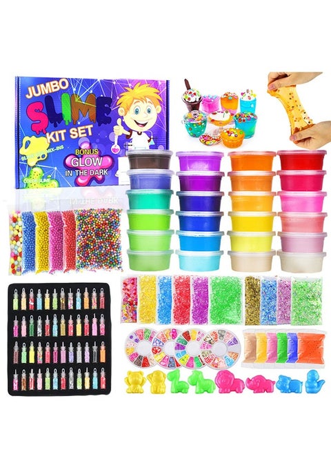 Slime Making Kit for Girls Boys 6-12 Kids Fluffy Cloud Foam Squish Glitter Slime Making Kits 120 Pcs Include 28 Crystal Slime, 48 Bottle Glitter Jar for Kids Party Favors & Birthday Gift (style 2)