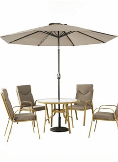 l'elefante Outdoor Dining Set – Garden Table with 4 Patio Chairs & Umbrella | Weather-Resistant Balcony Furniture Set | Outdoor Patio Dining Table and Chair Set for Backyard, Lawn, Garden, or Terrace  - Image 2