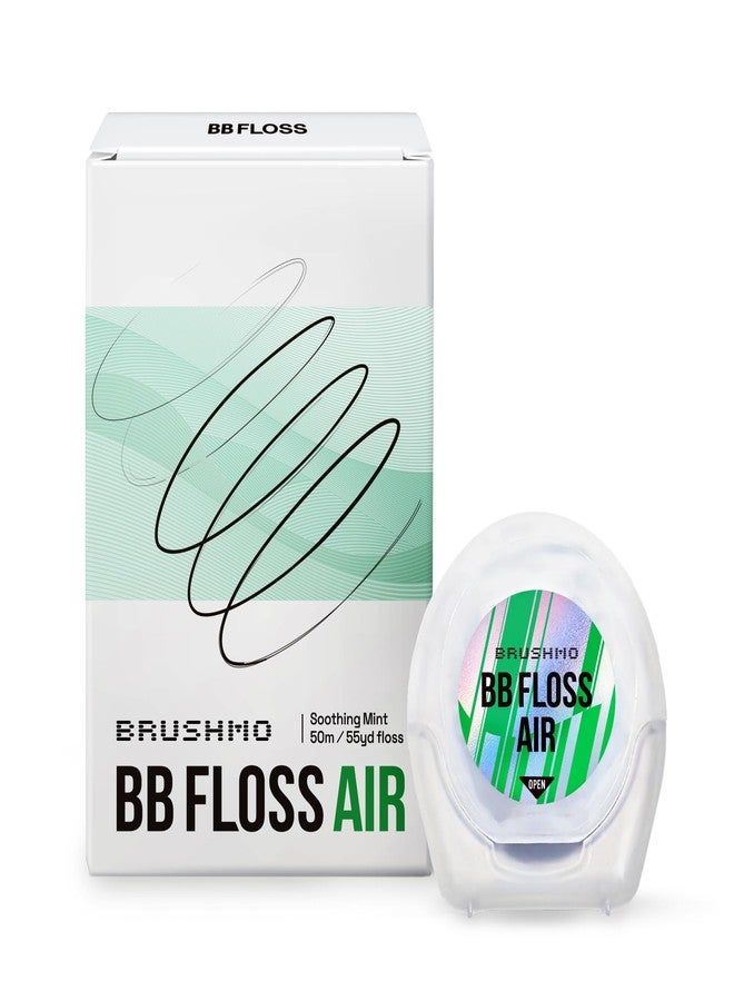 براشمو خيط تنظيف الأسنان Brushmo Black Floss Air (BB Floss Air) - خيط تنظيف أسنان فائق النعومة ورقيق قابل للتمدد، لطيف على اللثة، بنكهة النعناع المهدئة، شمع طبيعي يساعد على إزالة البلاك من الأسنان، مصمم من قبل أطباء أسنان أمريكيين، خالٍ من مادة PTFE وPFAS، طوله 55 ياردة. - Image 1