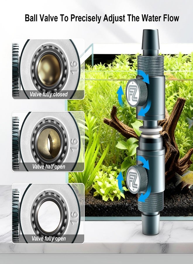 FZONE Aquarium Quick Release, Aluminum Alloy Double Tap Connector with Built-in Ball Valve for Canister Filters (12mm for 1/2''ID tubing) (1 Piece) - Image 4