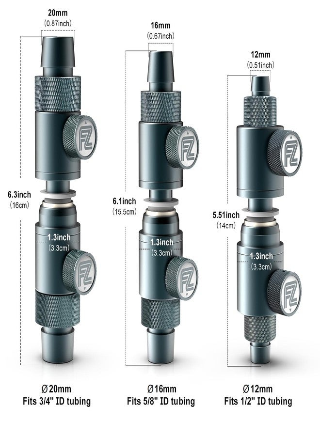 FZONE Aquarium Quick Release, Aluminum Alloy Double Tap Connector with Built-in Ball Valve for Canister Filters (12mm for 1/2''ID tubing) (1 Piece) - Image 5