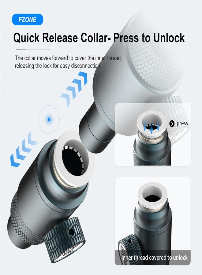 FZONE Aquarium Quick Release, Aluminum Alloy Double Tap Connector with Built-in Ball Valve for Canister Filters (12mm for 1/2''ID tubing) (1 Piece) - Image 3