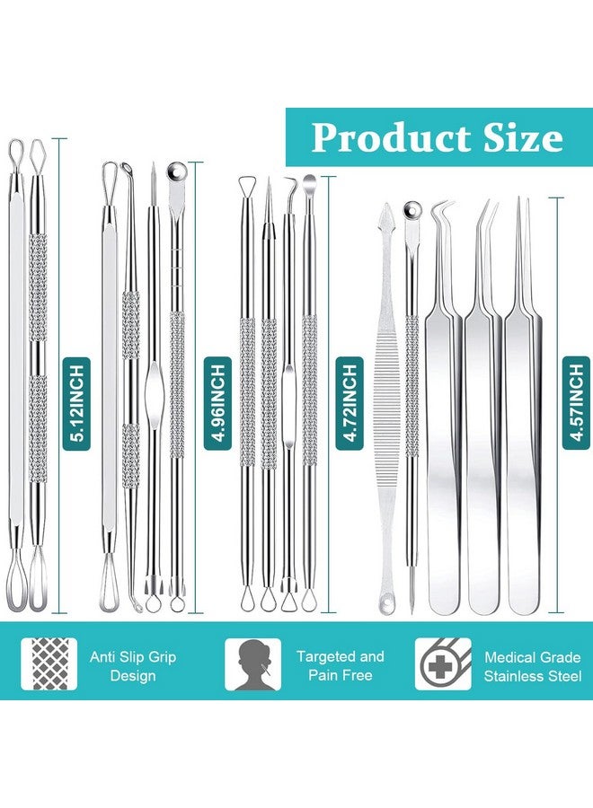 MAYCREATE® Blackhead Remover Tool Kit Pore Cleaning Tools, 15pcs Stainless Steel Blackhead Remover Tool Kit for Pimples, Blackheads, Whiteheads, Zit, Deep Pore Cleaning Tool with Storage Box - Image 2