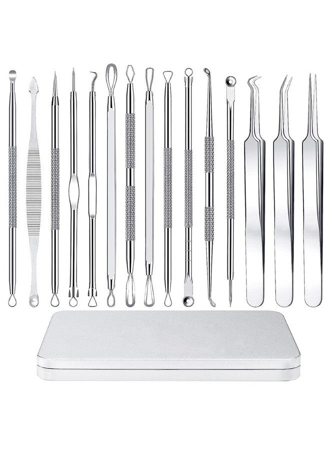 MAYCREATE® Blackhead Remover Tool Kit Pore Cleaning Tools, 15pcs Stainless Steel Blackhead Remover Tool Kit for Pimples, Blackheads, Whiteheads, Zit, Deep Pore Cleaning Tool with Storage Box - Image 1