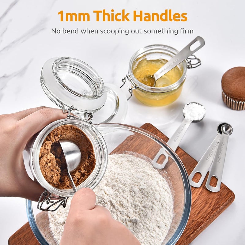 U-Taste 18/8 Stainless Steel Measuring Spoons: U-Taste Metal Measure Spoon Set of 5 Piece: 1/4 TSP, 1/2 TSP, 1 TSP, 1/2 tbsp & 1 tbsp Dry and Liquid Ingredients for Kitchen Cooking Baking - Image 5