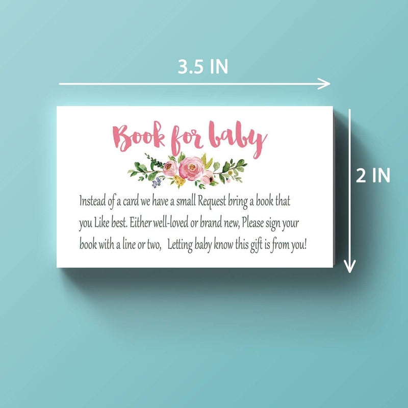 Giftideaworkshop Pink Flowers Books for Baby Shower Request Cards 50 Pack Baby Shower Invitation Inserts - Image 2