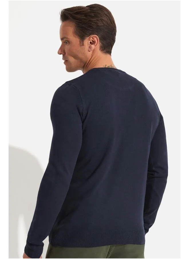 JUNE June Men Crew Neck Knitwear Sweater Navy