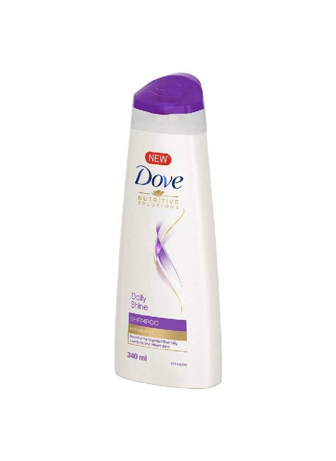 Dove - Daily Shine Shampoo 340 Ml For Dry And Damaged Hair Strengthening Shampoo Gives Smooth And Strong Hair Mild Daily Shampoo For Men & Women - Image 1