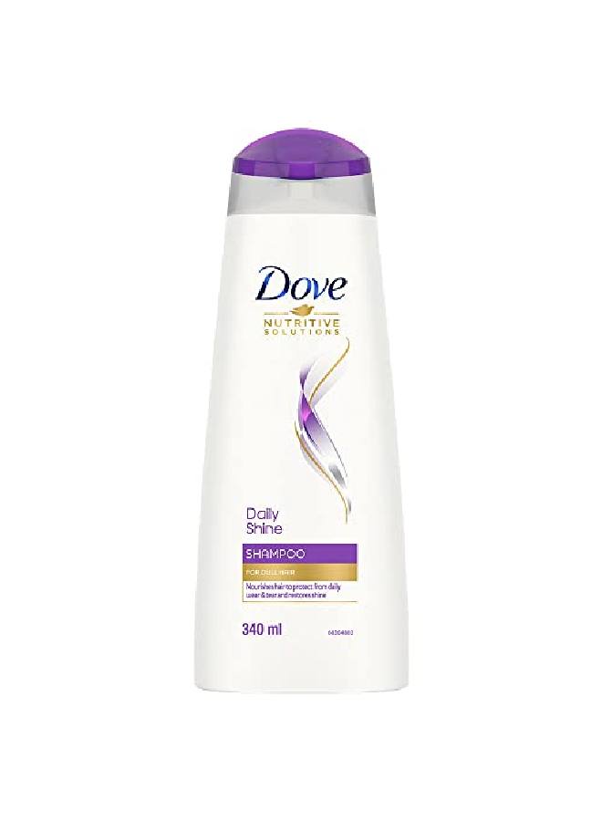 Dove Daily Shine Shampoo 340 Ml For Dry And Damaged Hair Strengthening Shampoo Gives Smooth And Strong Hair Mild Daily Shampoo For Men & Women