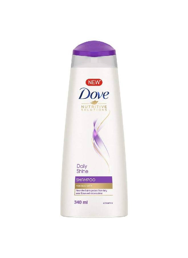 Dove - Daily Shine Shampoo 340 Ml For Dry And Damaged Hair Strengthening Shampoo Gives Smooth And Strong Hair Mild Daily Shampoo For Men & Women - Image 1