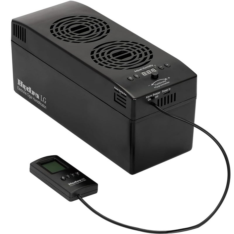 hydra مرطب سيجار إلكتروني هيدرا إل جي مع تحكم عن بُعد وعرض LED للتحكم في الرطوبة بتقنية هايغرواست المتقدمة لسيجار كبير يصل إلى 16 قدم مكعب مثالي لمجموعات من 2500 سيجار