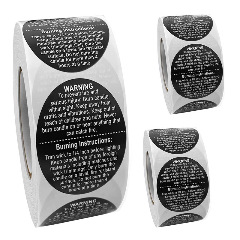 1500 Pcs Candle Warning Labels15inch Candle Jar Container Stickers Candle Safety Stickers for Candle Making DIY Candle Jars