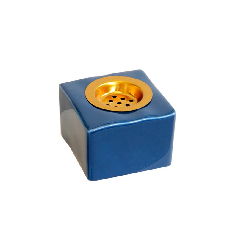 Blue Glaze Square Ceramic Incense Burner - Modern Tabletop Aromatherapy Holder for Home & Office - Image 5