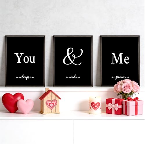 Houmury Set of 3 Framed Wall Decor Farmhouse Wall Art You & Me Always and Forever Vintage Bedroom Wall Decors 12x16 (Black) - Image 5