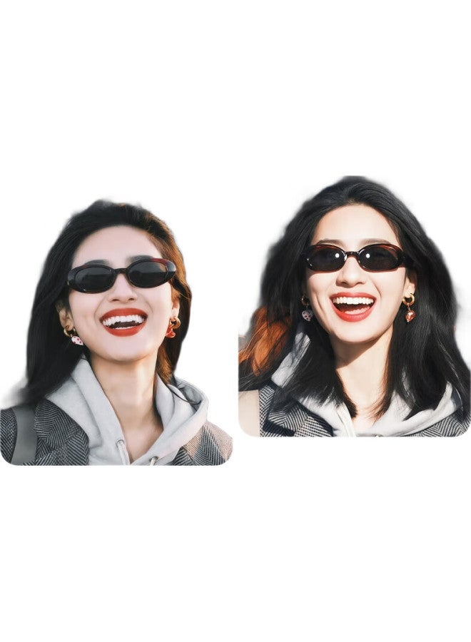 LOHO (Loho) New Sunglasses Men Small Frame Retro Fashion Oval Sunglasses Classic Contouring Sun Glasses Women Lh09637 Black - Image 1