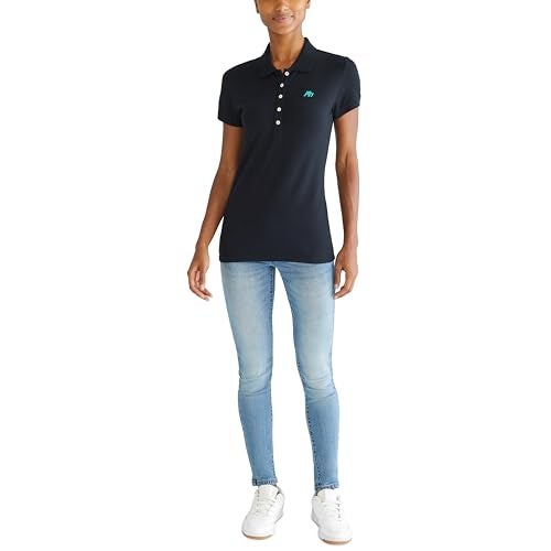 AEROPOSTALE Women's Aero Solid A87 Polo, Dark Black, Medium - Image 2
