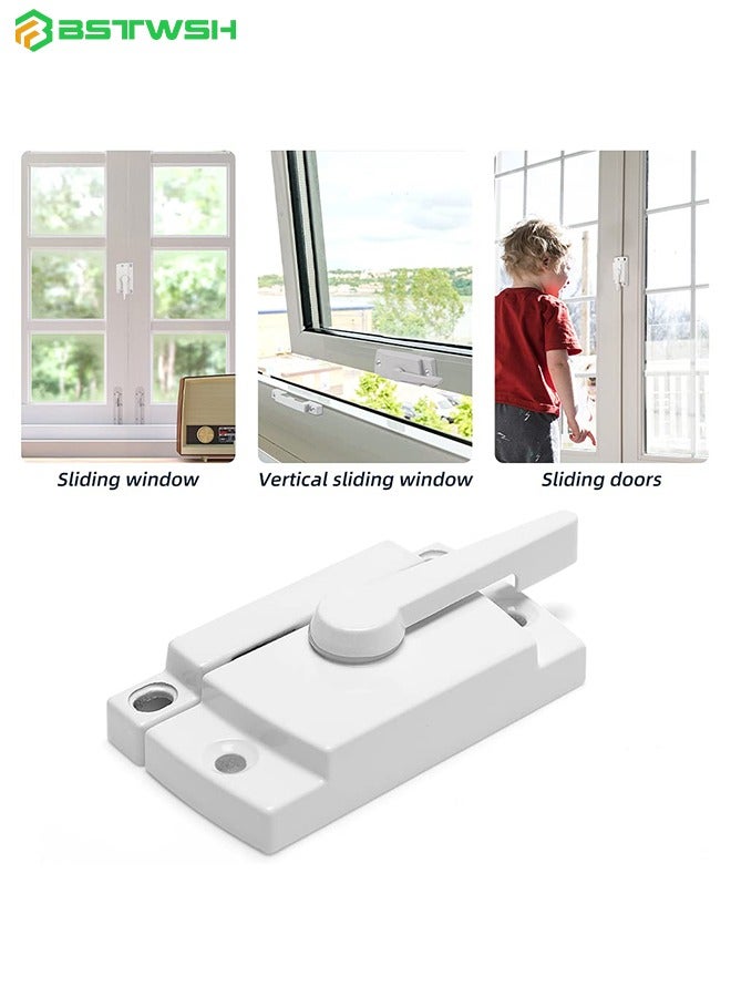 BSTWSH 4 Pack Sash Locks Window Sash Lock with Keeper Diecast Construction Sliding Window Sash Lock Vertical Sliding Sash Lock Hole Center Window Locks for Sliding Windows Double Hung Windows (White)  - Image 4