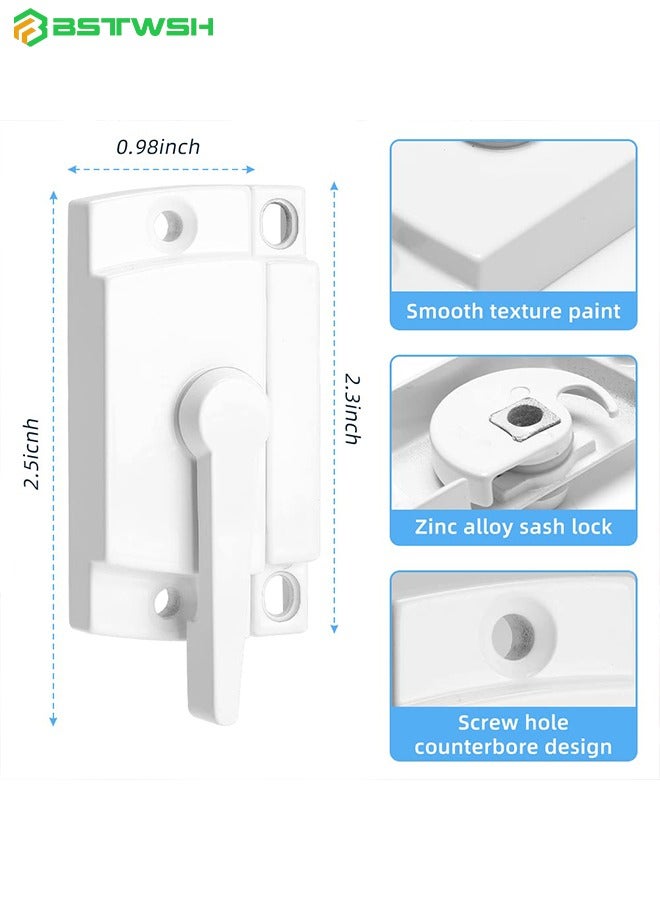 BSTWSH 4 Pack Sash Locks Window Sash Lock with Keeper Diecast Construction Sliding Window Sash Lock Vertical Sliding Sash Lock Hole Center Window Locks for Sliding Windows Double Hung Windows (White)  - Image 2