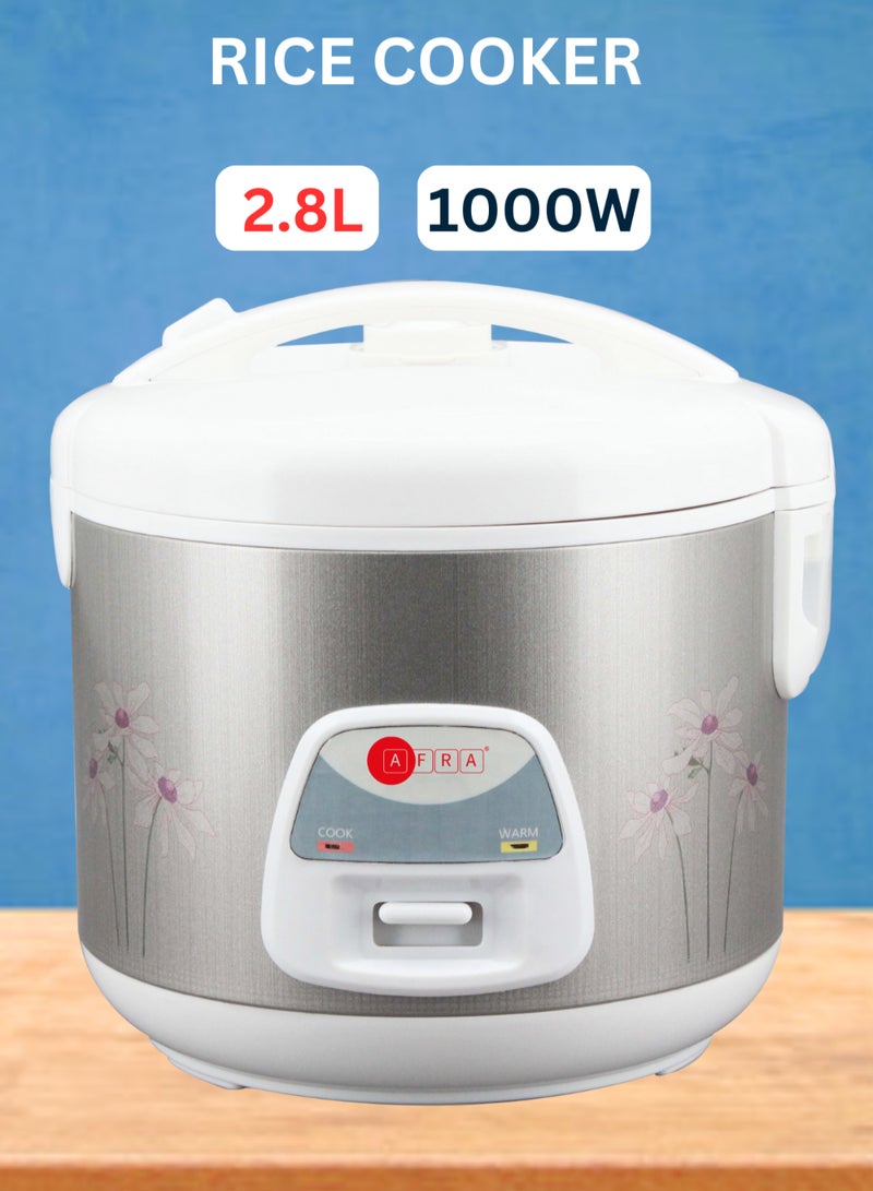AFRA Rice Cooker | 2.8L Capacity | 1000W Power | High Temperature Protection | Includes Measuring Cup & Spoon | AC 220-240V | 2-Year Warranty - Image 1