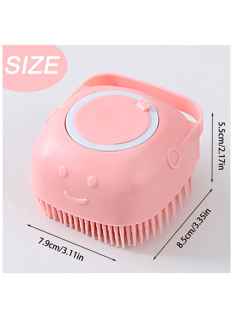ILovhaprty Pink Soft Body Shower Gel Silicone Brush, Full Body Scrubber with Soap Nozzle for Bathing Silicone Exfoliating Brush, Bath Brush for Babies Children Women Men and Pets - Image 2