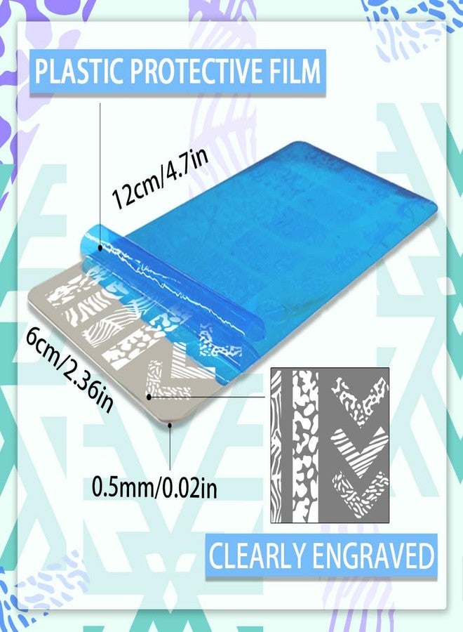 PH PandaHall 5PCS Nail Stamping Plates Animal Texture Print Nail Art Stamp Stainless Steel DIY Photo Template Nails Stencils for Women Nails Art Design 4.7x2.4 inches - Image 2