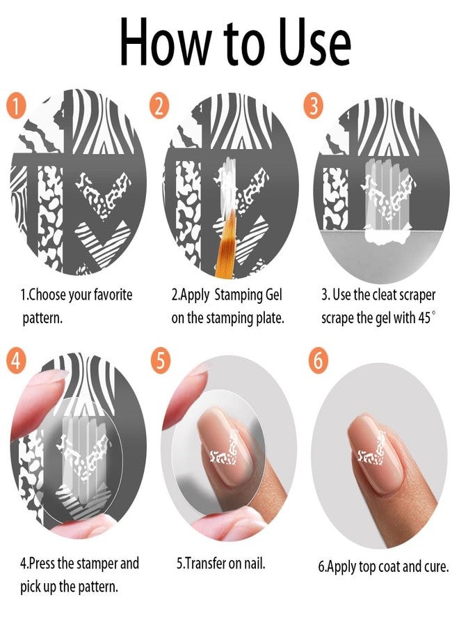 PH PandaHall 5PCS Nail Stamping Plates Animal Texture Print Nail Art Stamp Stainless Steel DIY Photo Template Nails Stencils for Women Nails Art Design 4.7x2.4 inches - Image 4