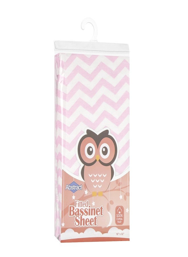 Abstract Bassinet Sheets for Baby/Infant Deep Fitted Soft Jersey Knit by Abstract 16" x 32" (Zigzag Pink) - Image 2