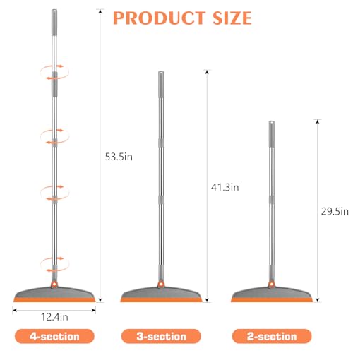 nacena Multifunction Magic Broom, 54 Inch Adjustable Long Handle Silicone Floor Squeegee Broom, Sweep and Scrape 2 In 1 Household Cleaning Brooms for Floor, Bathrooms, Kitchens, Showers, Tile, Pet Hair,Glass - Image 2