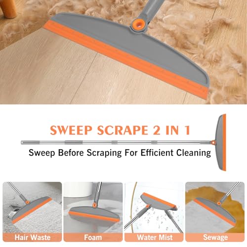 nacena Multifunction Magic Broom, 54 Inch Adjustable Long Handle Silicone Floor Squeegee Broom, Sweep and Scrape 2 In 1 Household Cleaning Brooms for Floor, Bathrooms, Kitchens, Showers, Tile, Pet Hair,Glass - Image 3