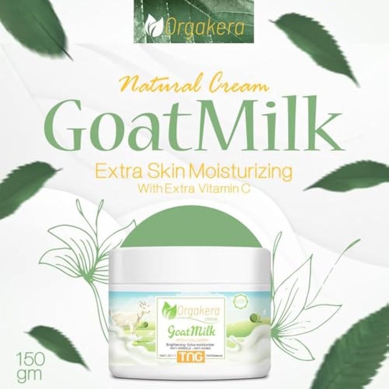 Orgakera cream face & body vit.e&a (goat milk) brightening- extra moisturizer anti wrinkle- anti aging 100% natural - 150mg-1 count (pack of 1) - Image 2
