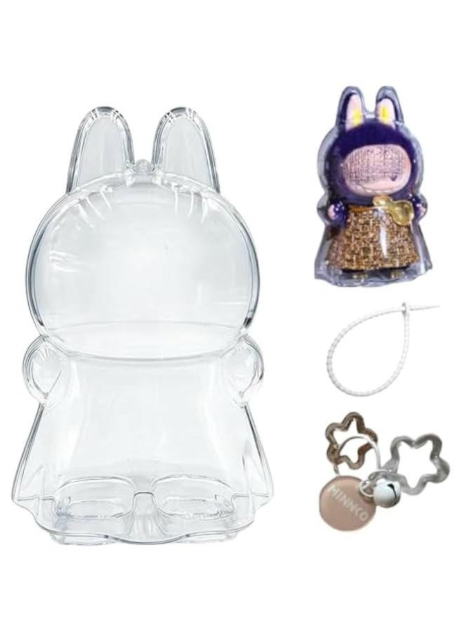 Arabest Protective Case for LABUBU Dolls,Acrylic Display Case with Silicone Strap and Keychain,Clear Storage Cover ,Clear Display Case for LABUBU Dolls ,No Dolls Included (for Wings)  - Image 1