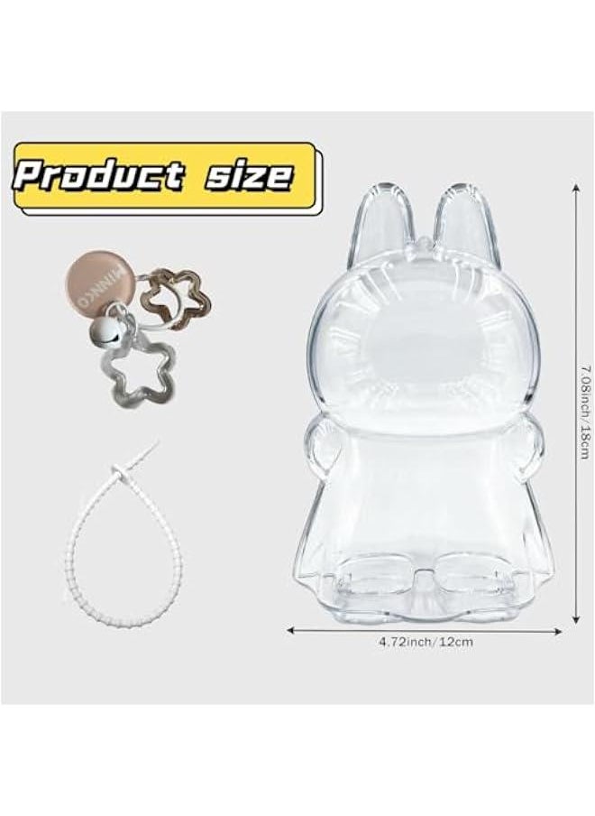 Arabest Protective Case for LABUBU Dolls,Acrylic Display Case with Silicone Strap and Keychain,Clear Storage Cover ,Clear Display Case for LABUBU Dolls ,No Dolls Included (for Wings)  - Image 2