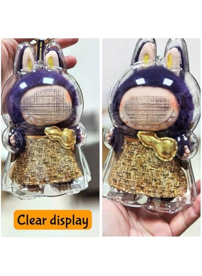 Arabest Protective Case for LABUBU Dolls,Acrylic Display Case with Silicone Strap and Keychain,Clear Storage Cover ,Clear Display Case for LABUBU Dolls ,No Dolls Included (for Wings)  - Image 5