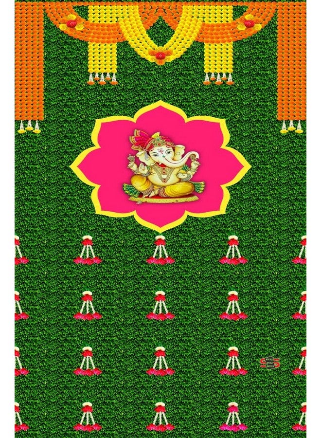 S2S قماش خلفية غانيشجي من S2S للزينة التقليدية للبويا، قماش زينة للخلفية لستارة البويا لزينة المهرجان - زهور غانيشجي (عبوة من 1) - Image 1