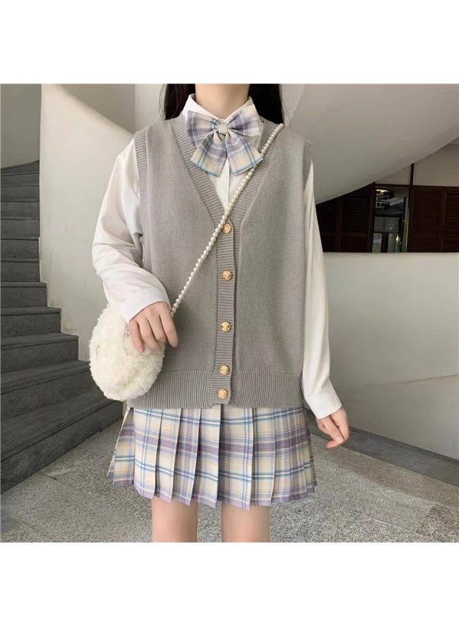 NIBEMINENT Sweater Vest Spring Autumn Warm Fashin Korean Soft Loose Knit Vest V-neck Knitwear Pullovers Short Style Sweater Vest - Image 2
