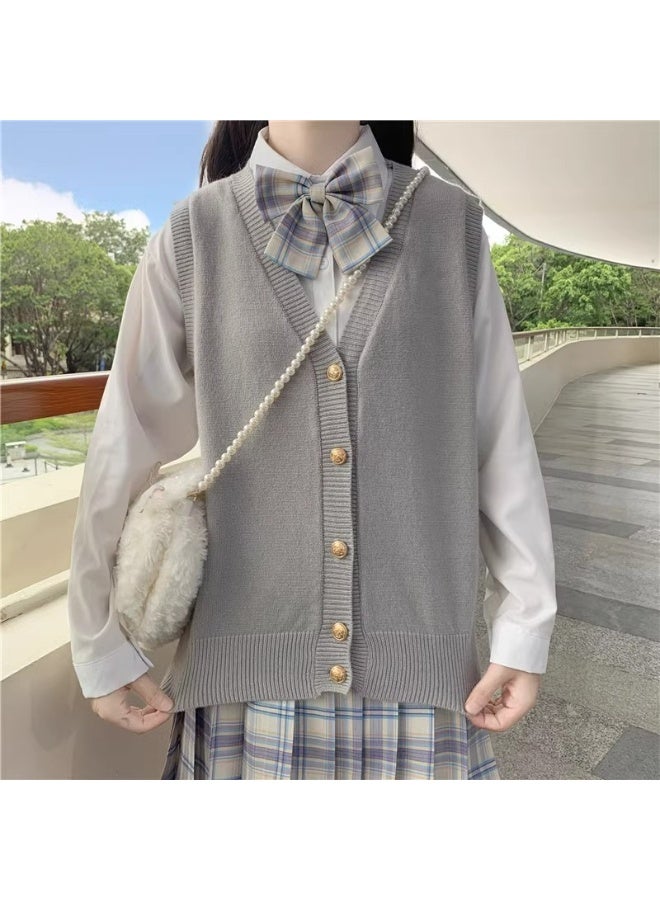 NIBEMINENT Sweater Vest Spring Autumn Warm Fashin Korean Soft Loose Knit Vest V-neck Knitwear Pullovers Short Style Sweater Vest - Image 3