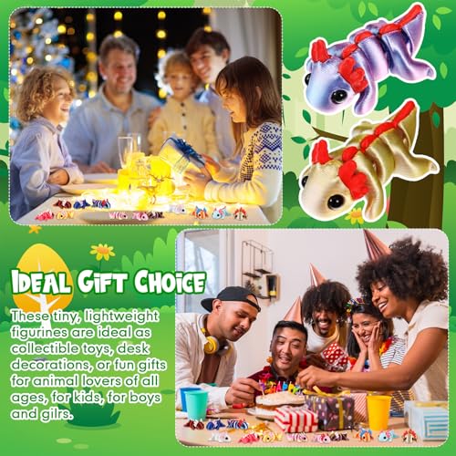 Honoson 12 Pcs 3D Printed Fidget Toy 3D Printed Axolotl Small Animal Toy Flexible Cute Articulating Pet Stress Relief Fidget Toys for Play and Display(5cm) - Image 4