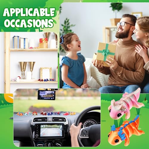 Honoson 12 Pcs 3D Printed Fidget Toy 3D Printed Axolotl Small Animal Toy Flexible Cute Articulating Pet Stress Relief Fidget Toys for Play and Display(5cm) - Image 5