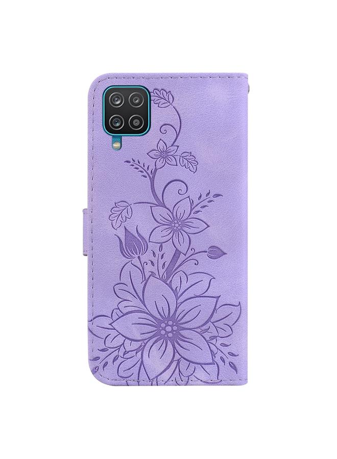 اس-توب جراب لهاتف Samsung Galaxy F22 4G جراب هاتف جلدي منقوش بزهرة الزنبق - Image 3