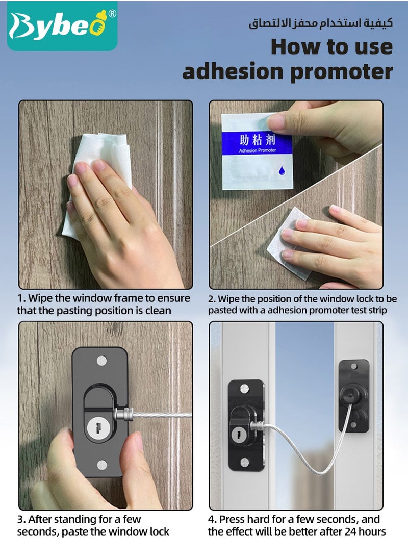 2-Piece Baby Safety Locks, Combination Lock and Key Lock, Kids Security Locks Set, Adjustable Children Safety Locker for Window, Freezer, Cabinet, Drawers, Door, 3M Adhesive Pads, No Drilling, Ideal for Toddlers Children and Kids
