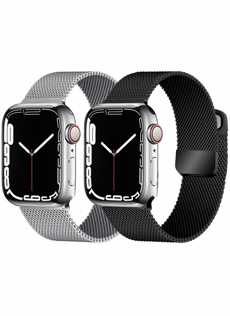 Generic - Compatible for Apple Watch Band, Adjustable Stainless Steel Magnetic Absorption Strap Strap Replacement for 42mm 44mm 45mm for iWatch Series SE 9/8/7/6/5/4/3/2/1 - Image 1