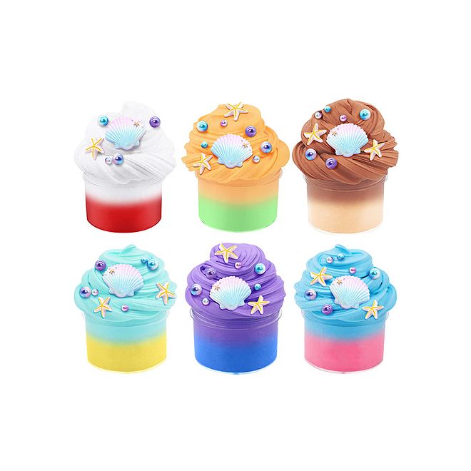 Essen Butter Slime Kit 6-Pack , Scented, Non-Sticky Stress Relief Toys for Children 6+, Includes Shells & Beads, Safe & Hypoallergenic - Image 2