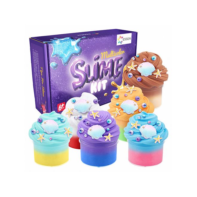 Essen Butter Slime Kit 6-Pack , Scented, Non-Sticky Stress Relief Toys for Children 6+, Includes Shells & Beads, Safe & Hypoallergenic - Image 1